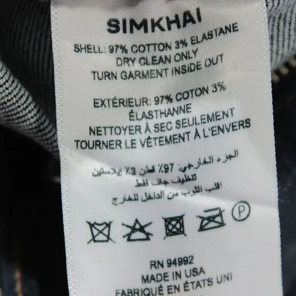Simkhai NWT Coated High Rise Skinny Jeans Size 28 US In Blue Cotton Blend Denim